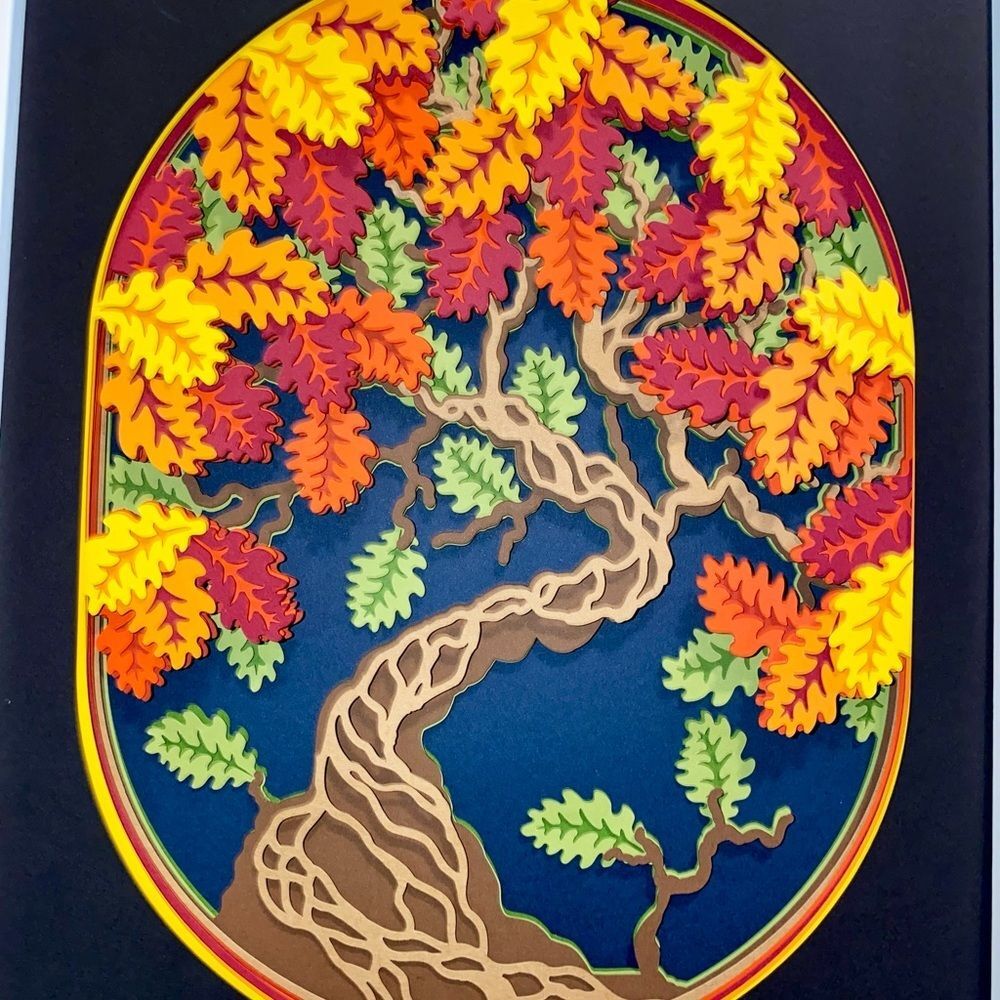 3D Oak Tree Fall Autumn Shadowbox - Picture 7 of 8